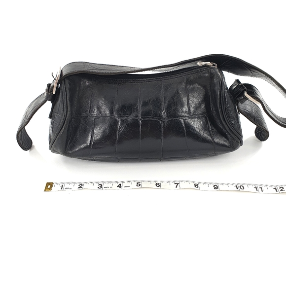 Ombu Y2K Leather Black 90s Baguette Handbag - Picture 5 of 8